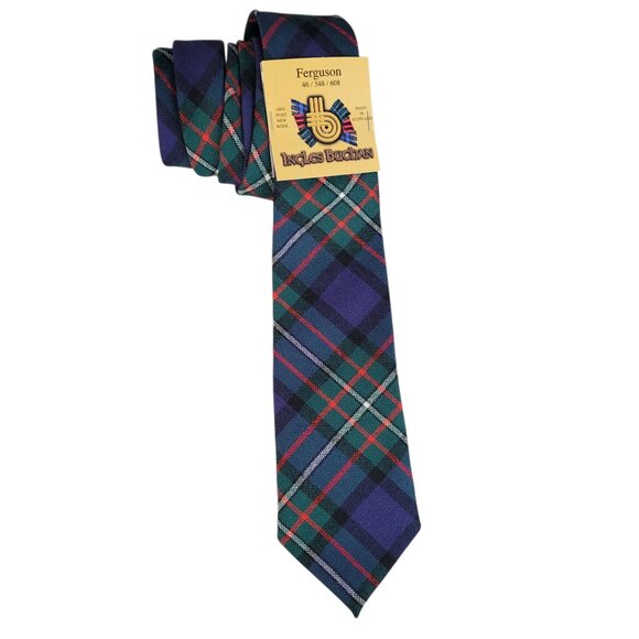 Ingles Buchan Ferguson Men's Tie Made In Scotland 100% Wool Modern Tartan Plaid - Picture 1 of 9